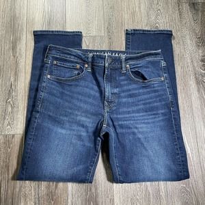 American Eagle Mens Jeans 34x32 Straight Airflex Stretch Dark Wash Slim